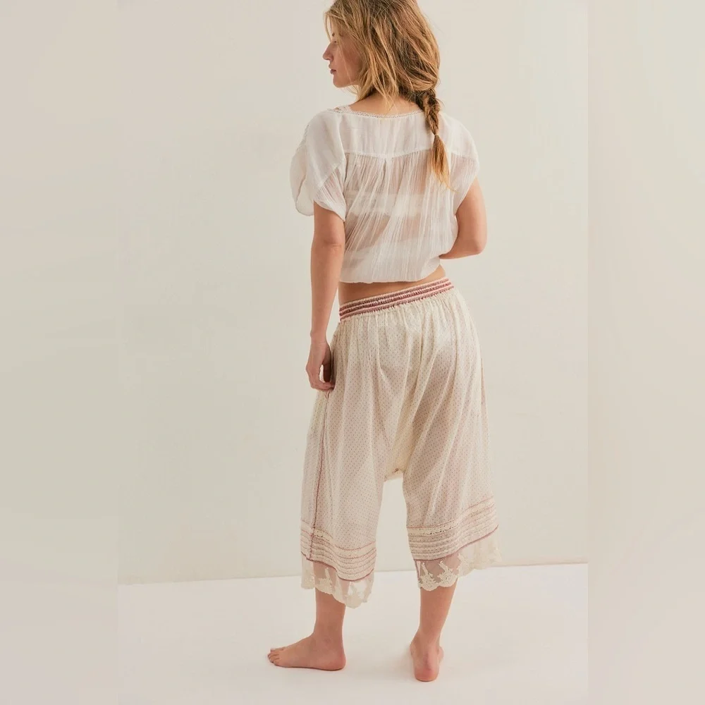 New! Free People Endless Afternoon Bloomers Swiss Dot Embroidered Lace Harem 🌹 M